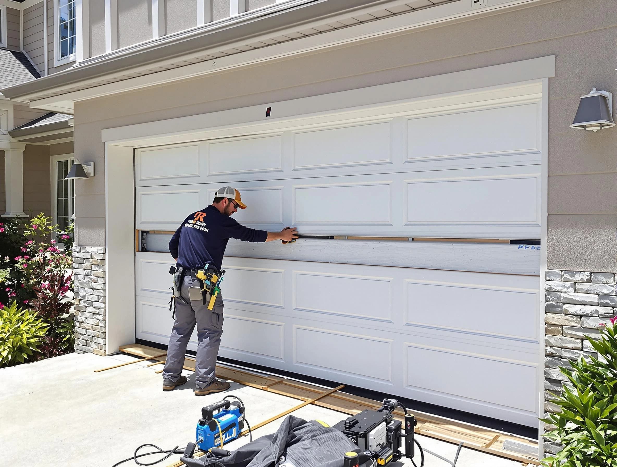 Farmington Garage Door Repair team performing complete garage door replacement at Farmington residence