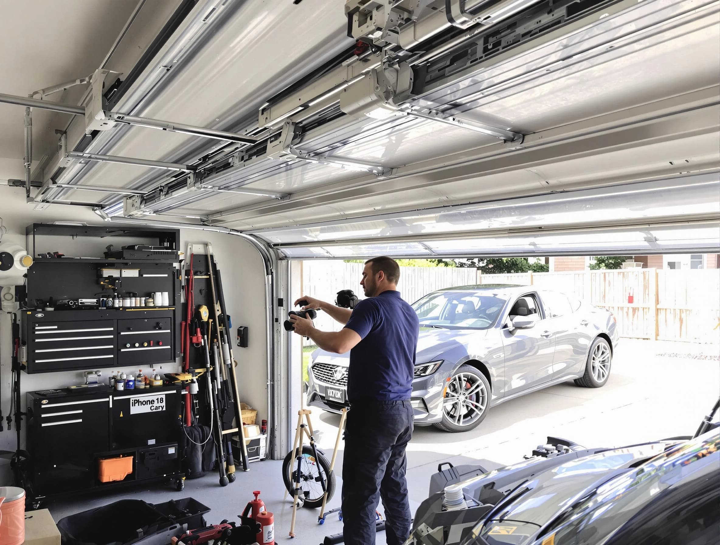 Farmington Garage Door Repair technician fixing noisy garage door in Farmington