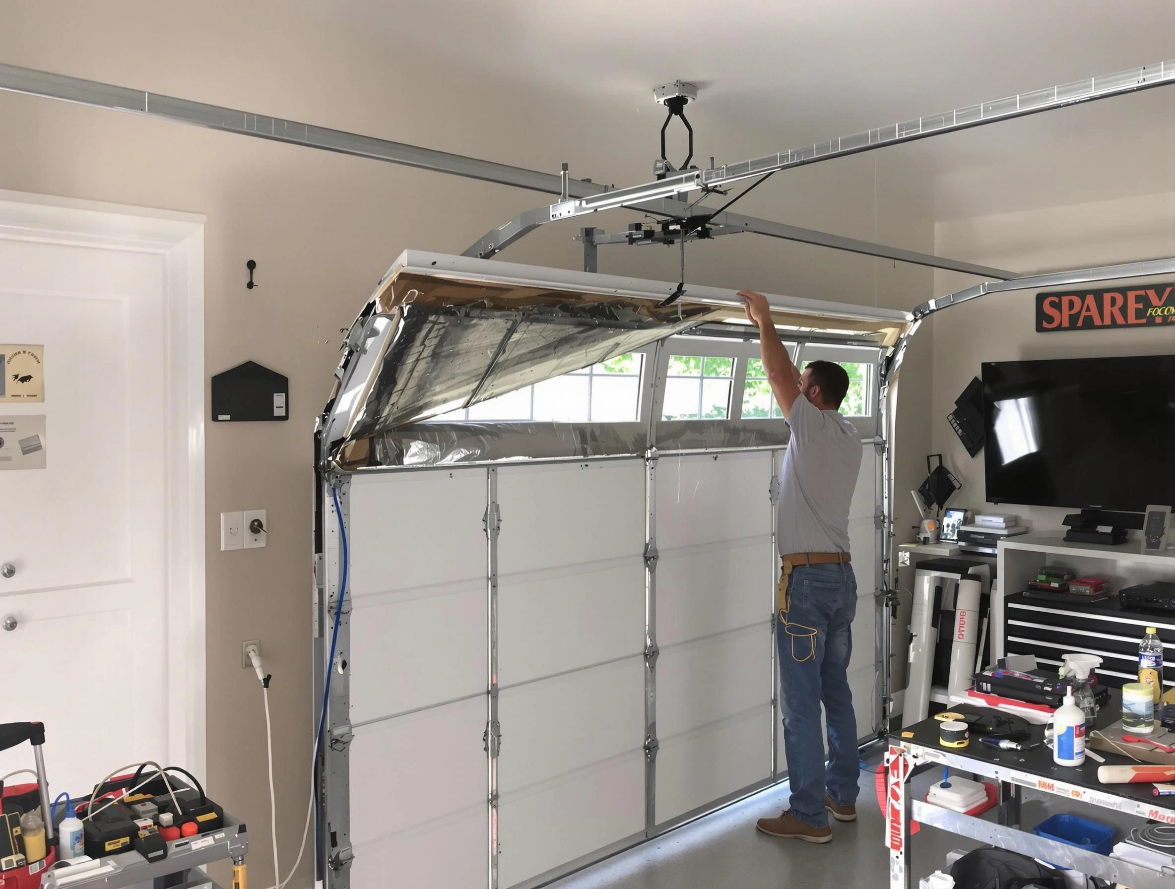 Garage door section replacement by Farmington Garage Door Repair in Farmington
